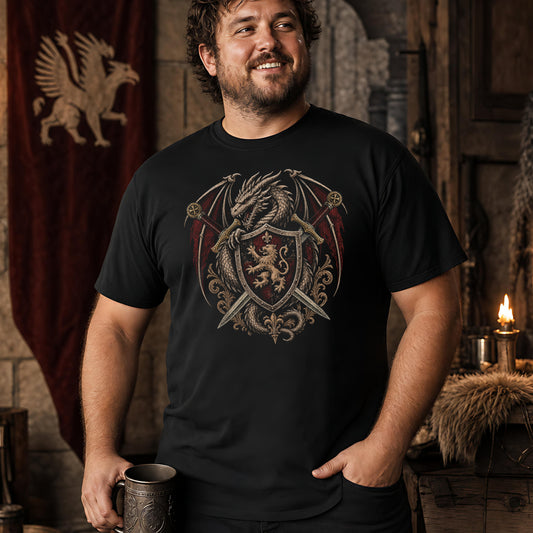 Dragon Swords Shield Heraldry T-Shirt