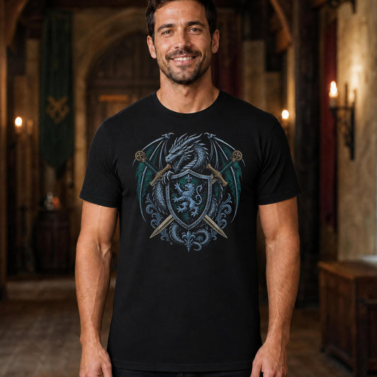 Dragon Swords Shield Heraldry T-Shirt
