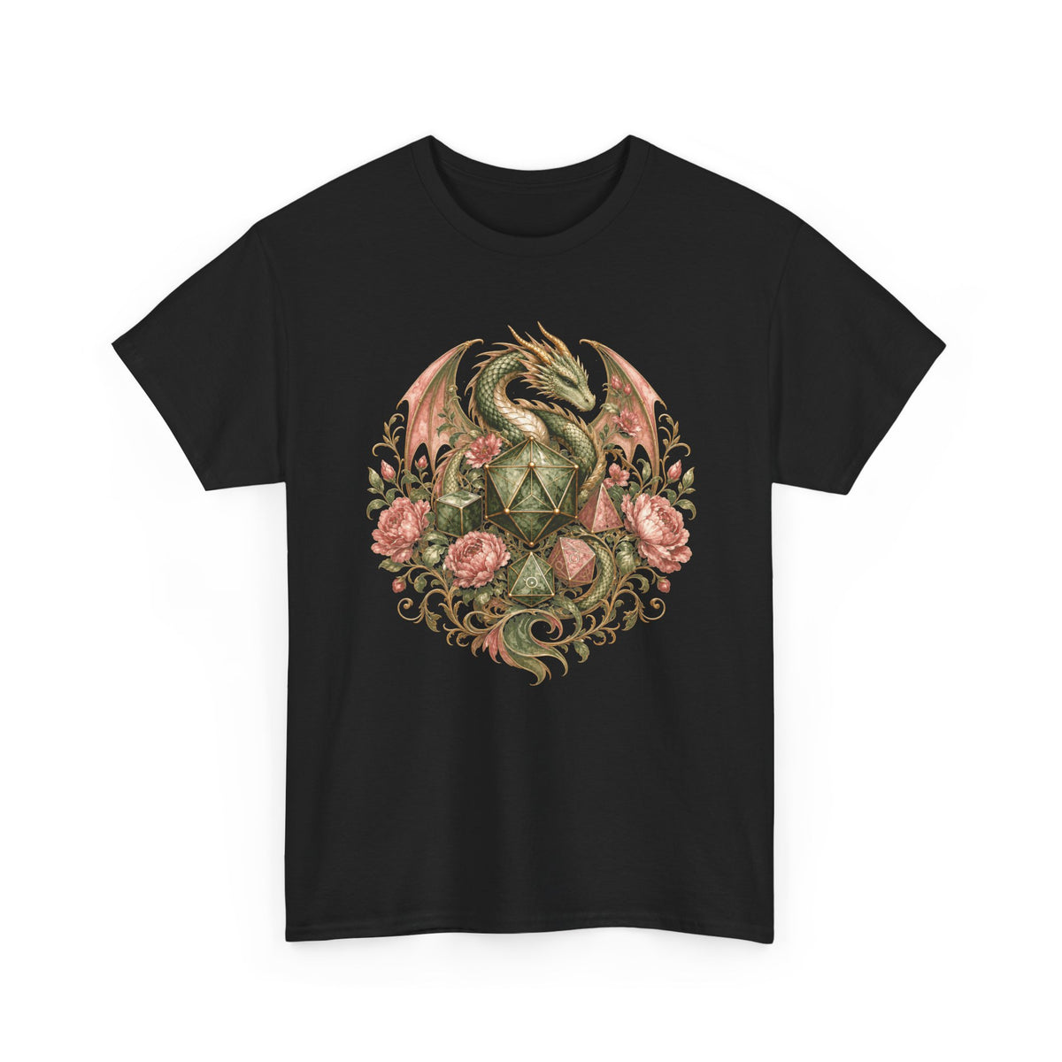 Dragon RPG Dice Floral T-Shirt