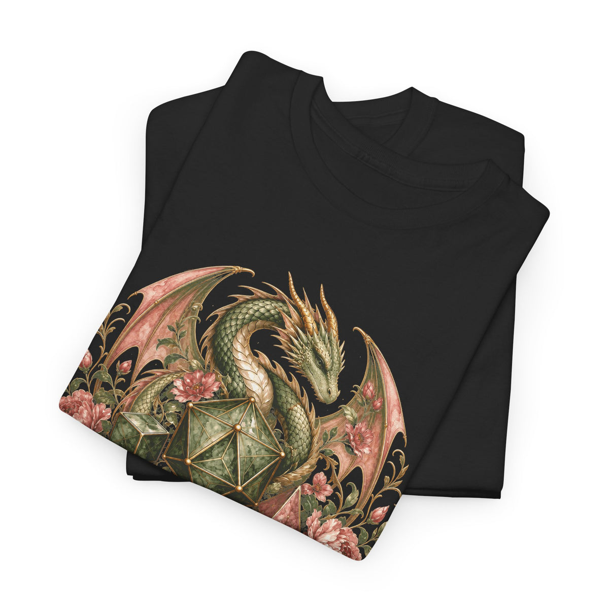 Dragon RPG Dice Floral T-Shirt