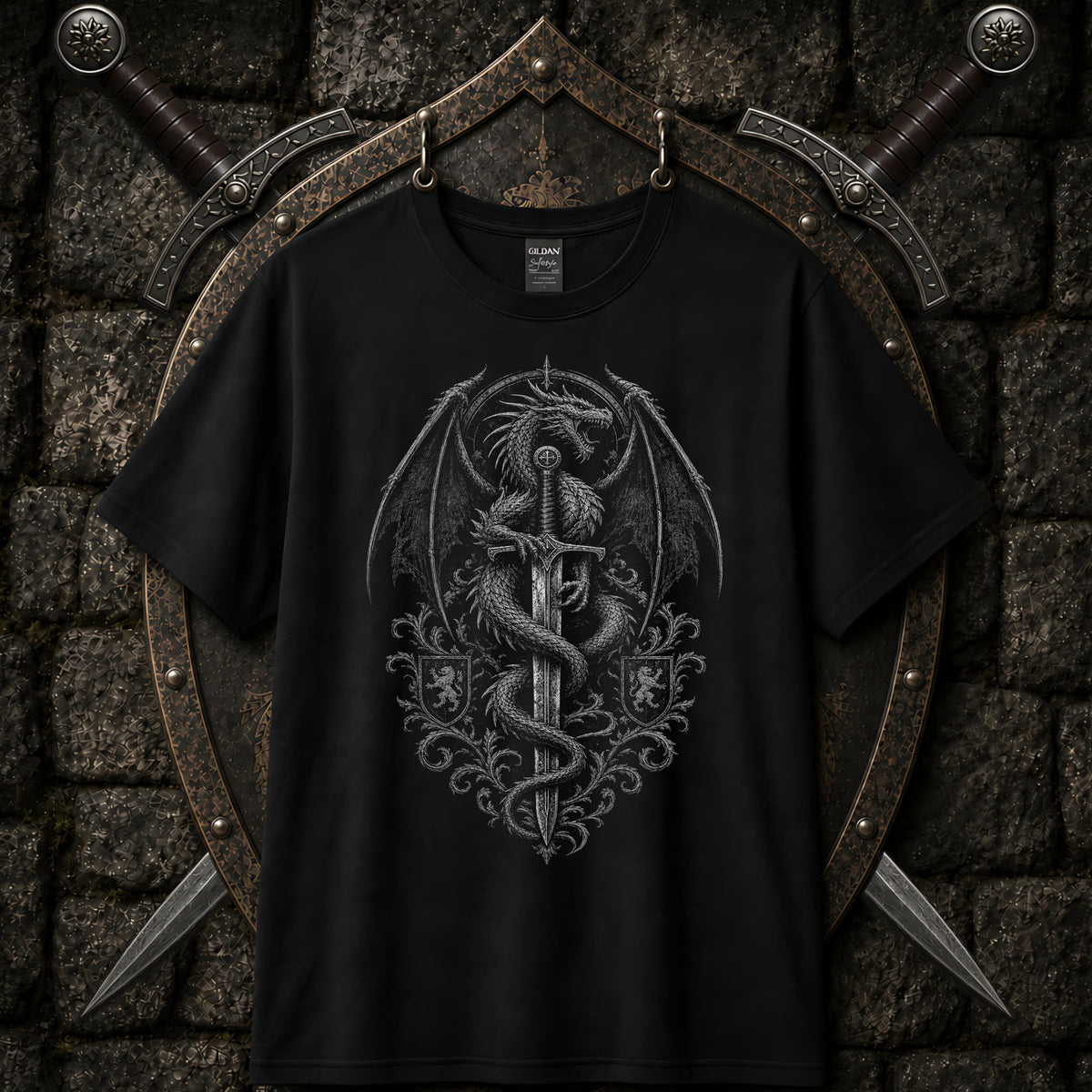 Dragon and Sword Heraldry T-Shirt