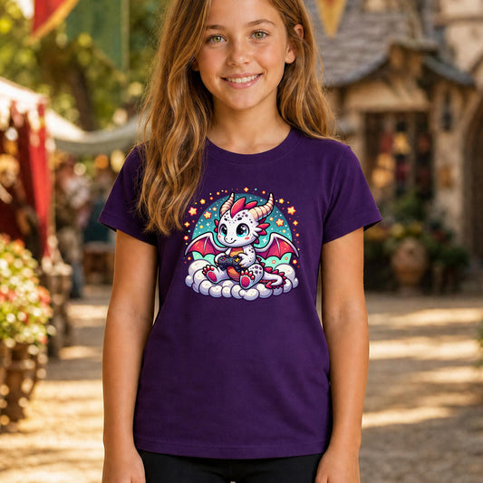Baby Dragon Playing Video Games Youth T-Shirt