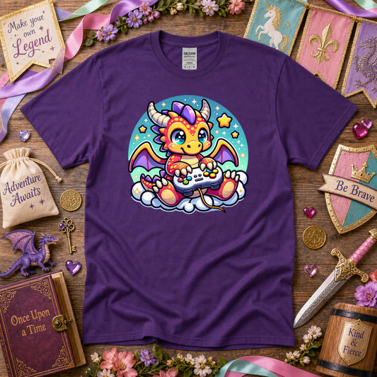 Baby Dragon Playing Video Games Youth T-Shirt