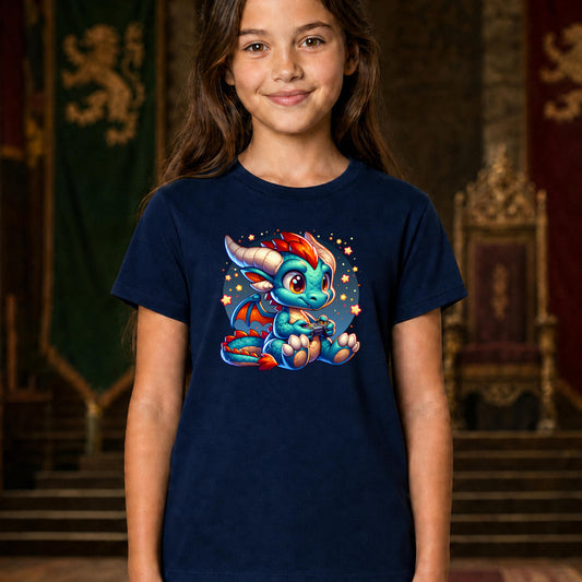 Baby Dragon Playing Video Games Youth T-Shirt