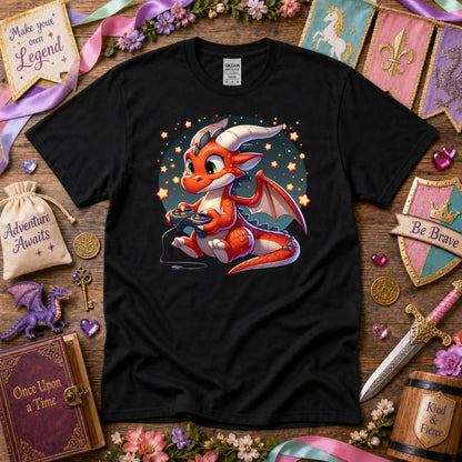 Baby Dragon Playing Video Games Youth T-Shirt