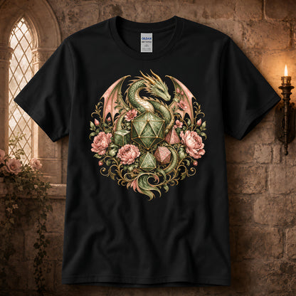 Dragon RPG Dice Floral T-Shirt