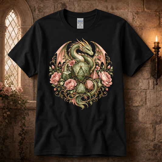Dragon RPG Dice Floral T-Shirt