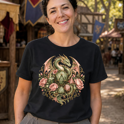 Dragon RPG Dice Floral T-Shirt