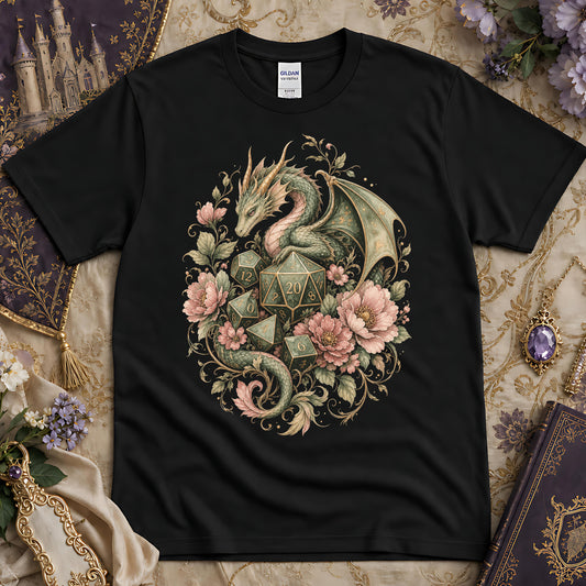 Dragon RPG Dice Floral T-Shirt