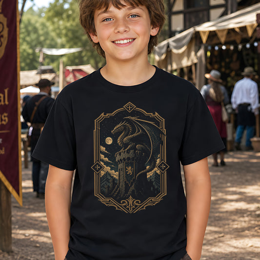 Dragon on Castle Parapet Youth T-Shirt