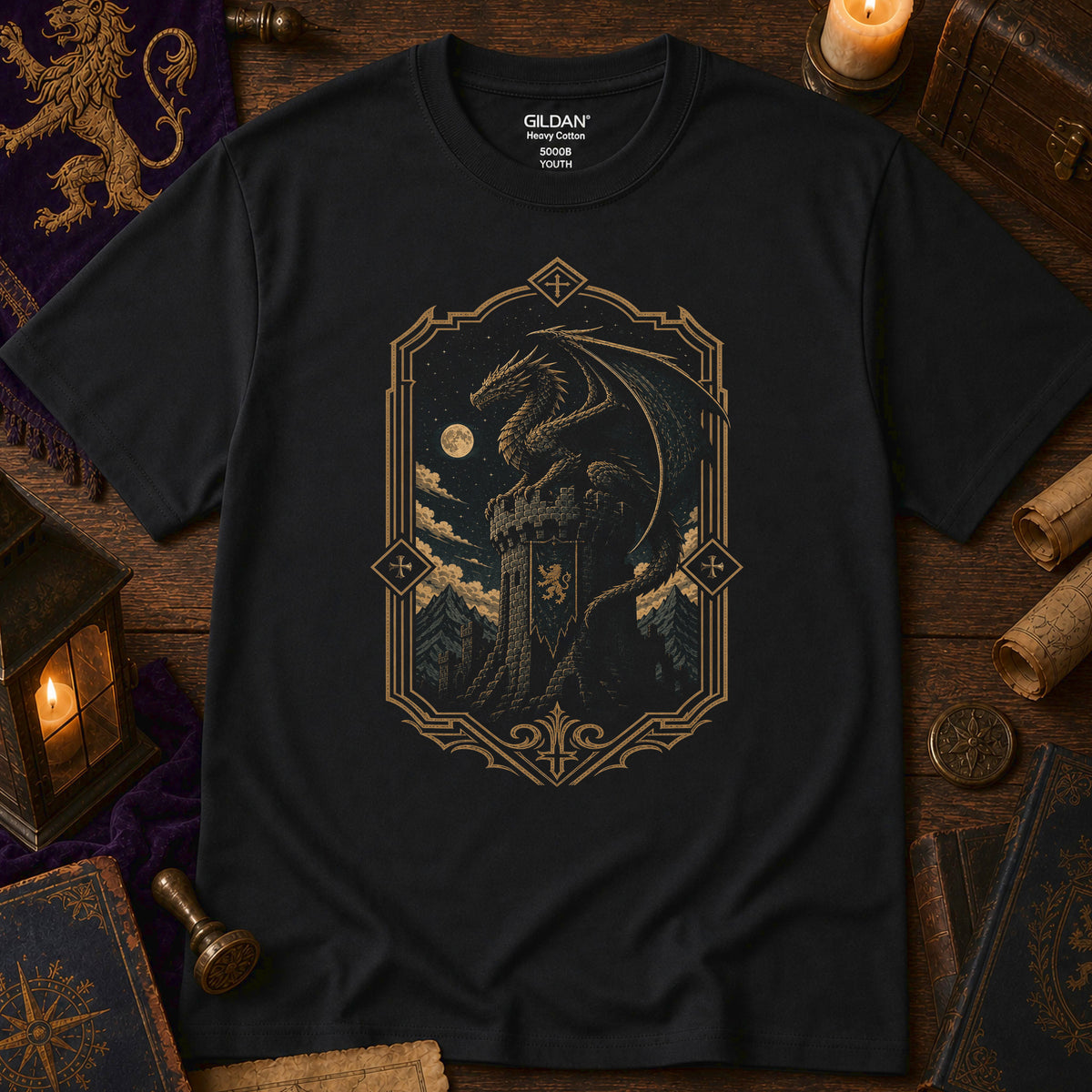 Dragon on Castle Parapet Youth T-Shirt