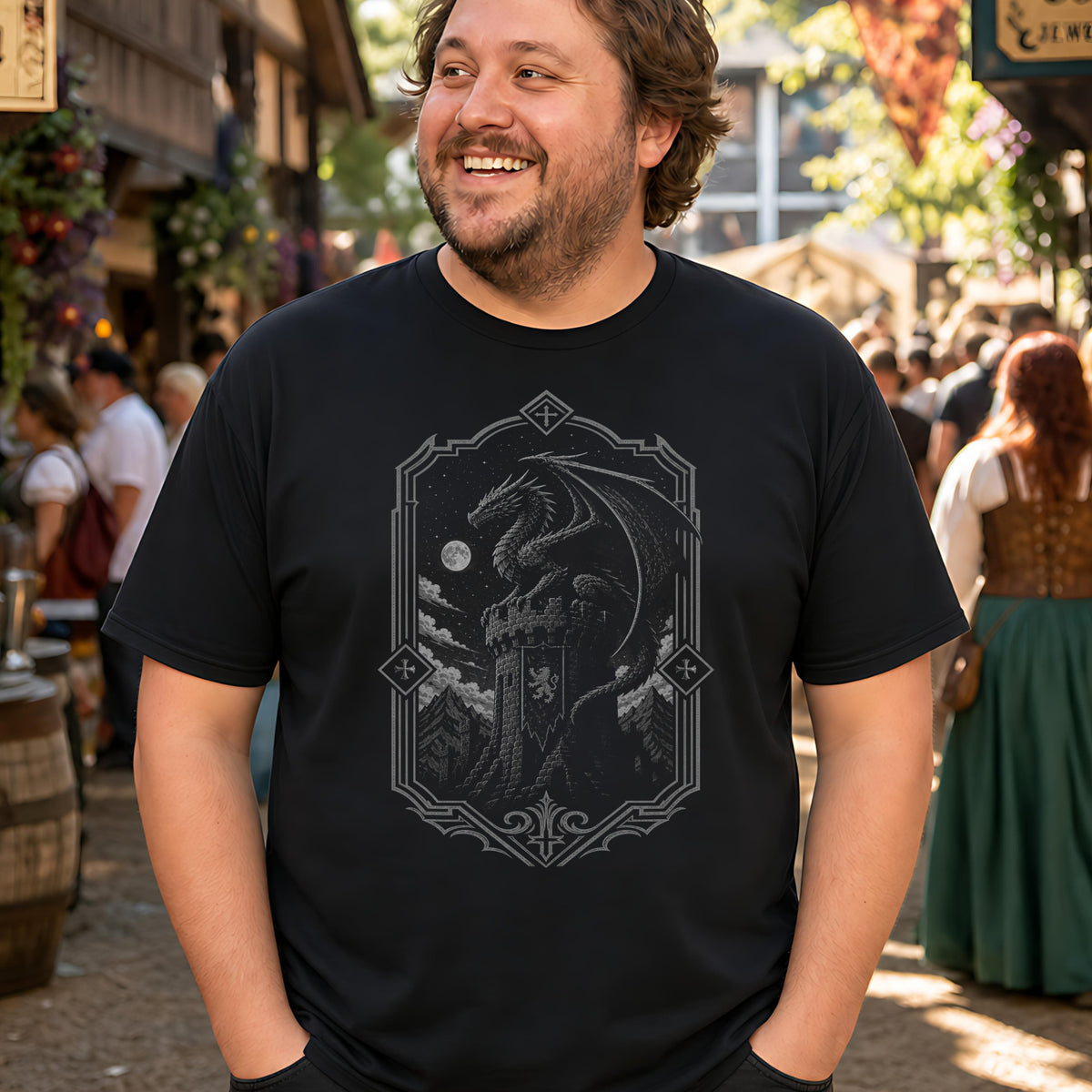 Dragon on Castle Parapet T-Shirt