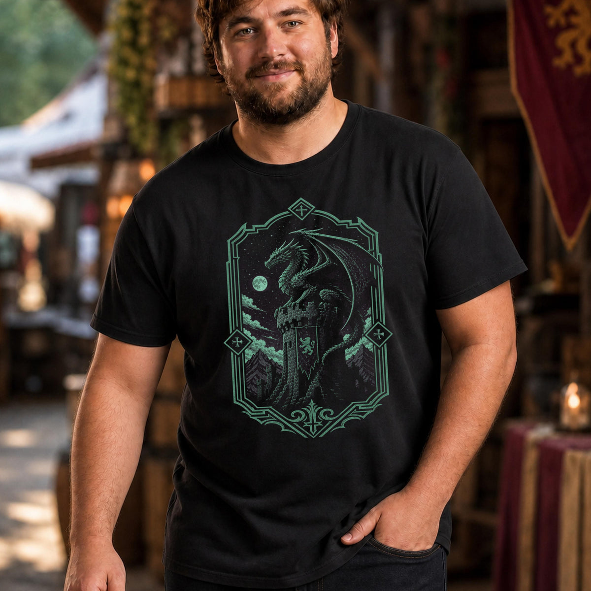 Dragon on Castle Parapet T-Shirt