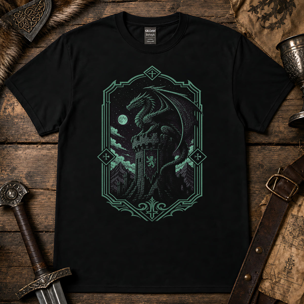 Dragon on Castle Parapet T-Shirt