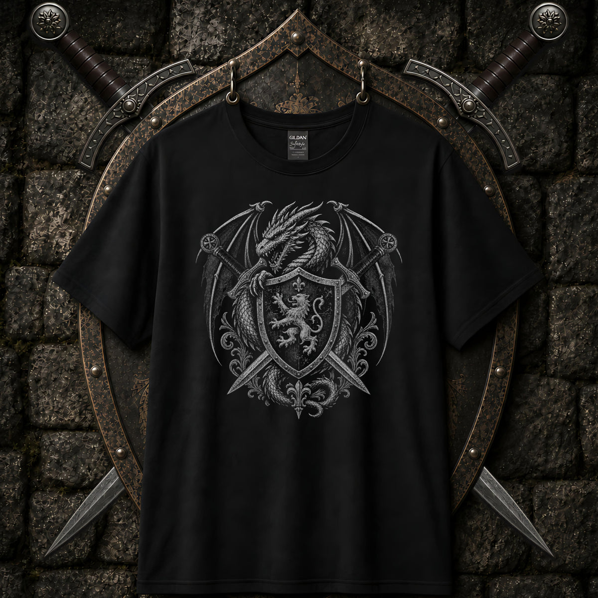 Dragon Swords Shield Heraldry T-Shirt