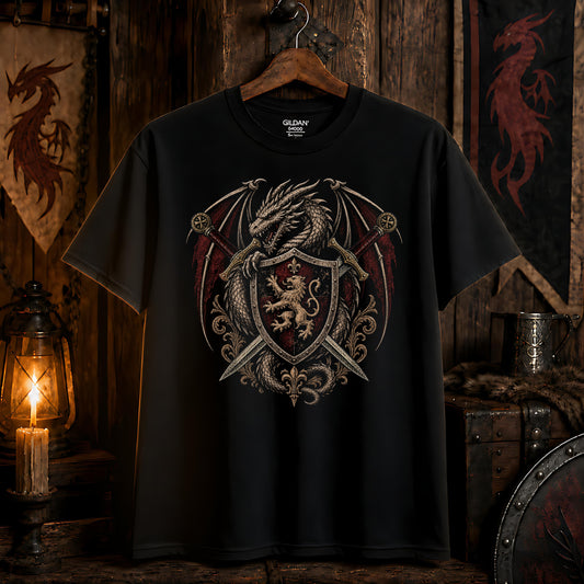 Dragon Swords Shield Heraldry T-Shirt