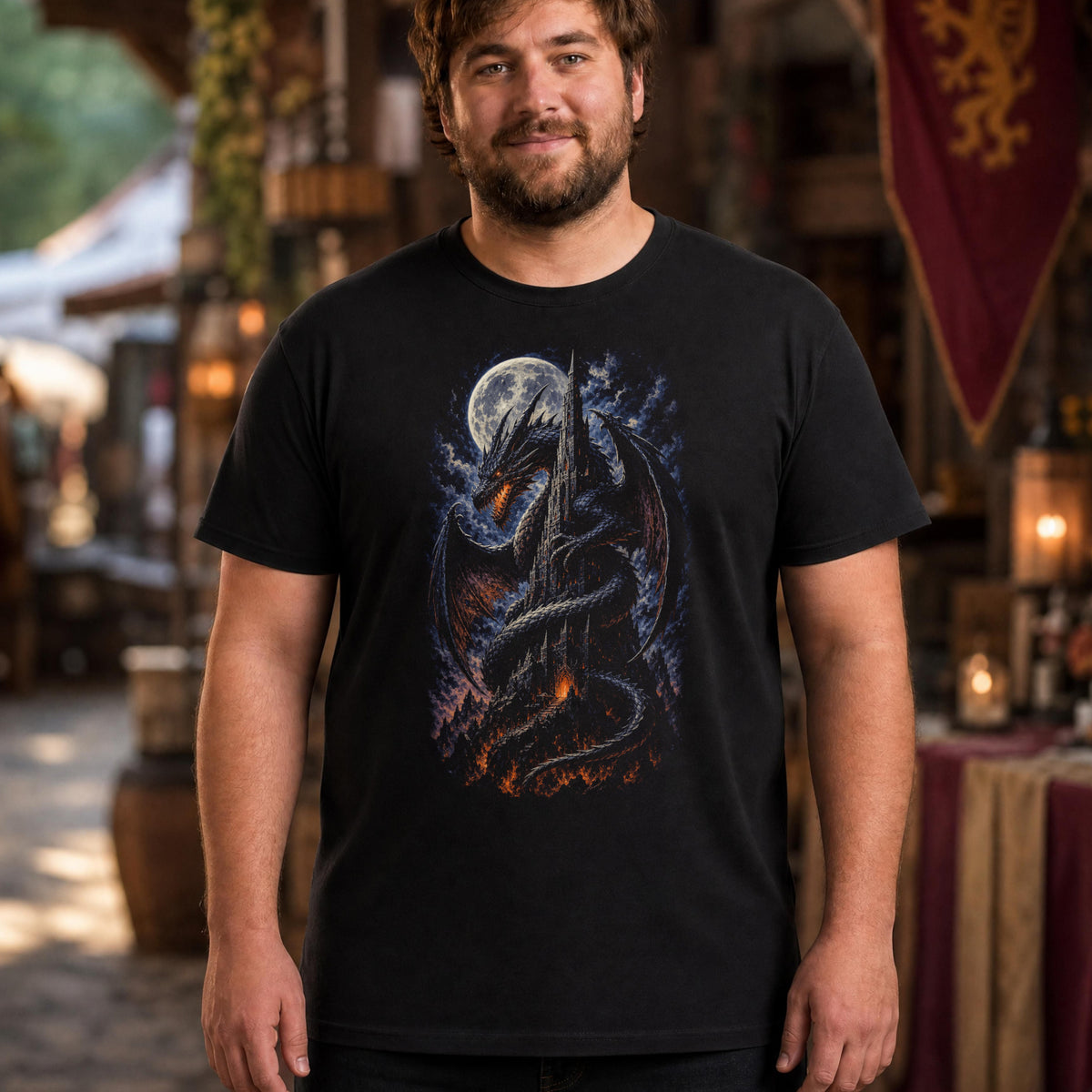 Dragon Fantasy Castle Tower T-Shirt