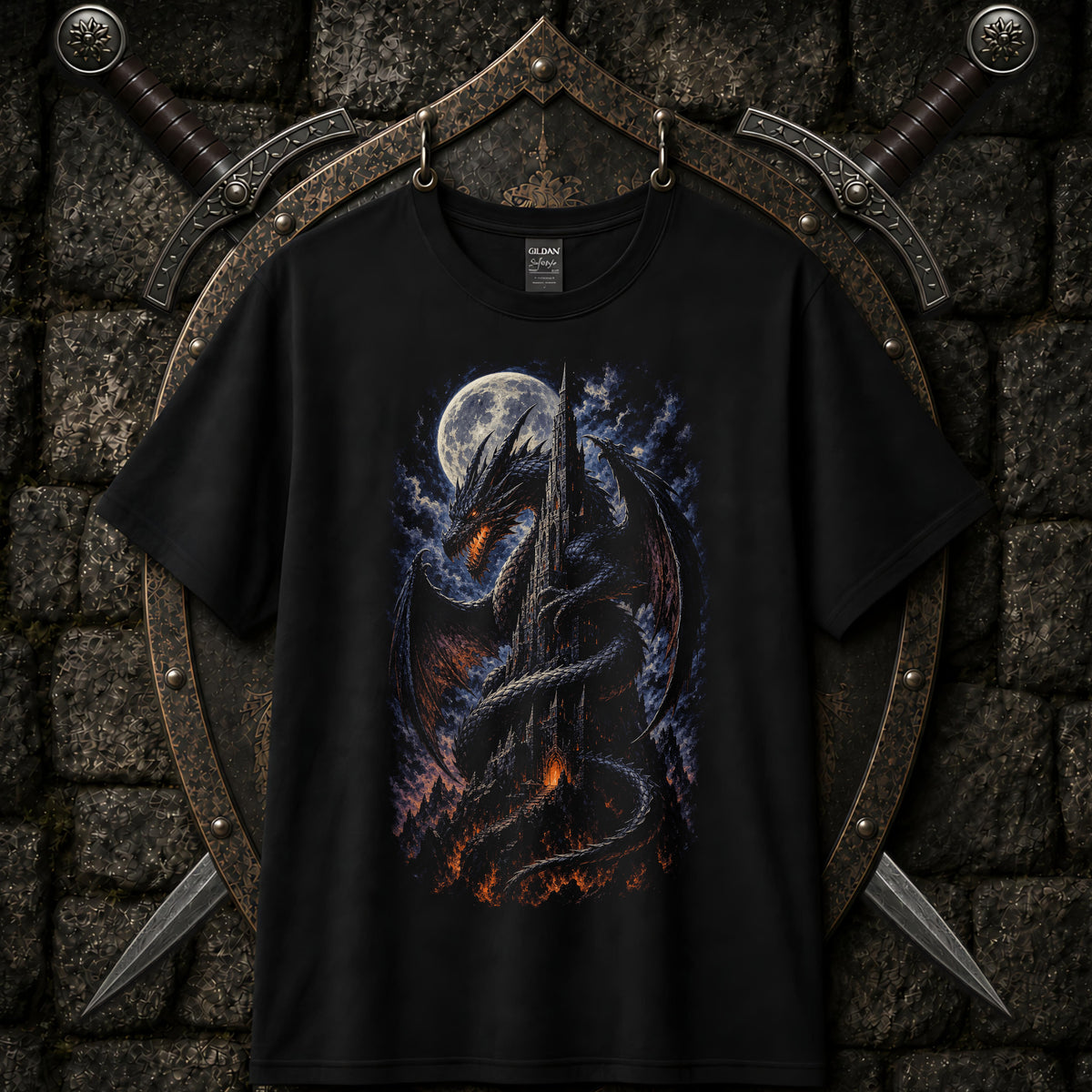 Dragon Fantasy Castle Tower T-Shirt