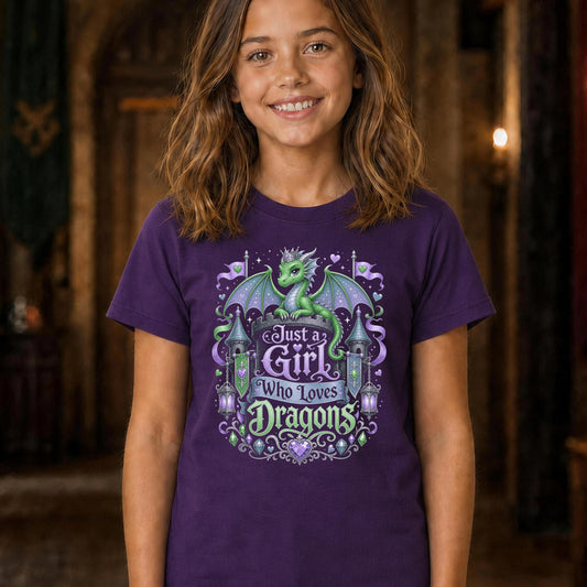 Just a Girl Who Loves Dragons Girls T-Shirt