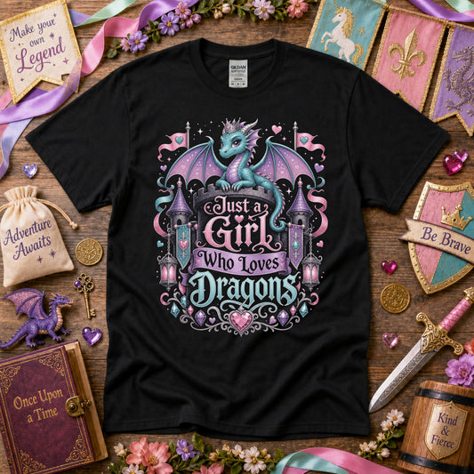 Just a Girl Who Loves Dragons Girls T-Shirt