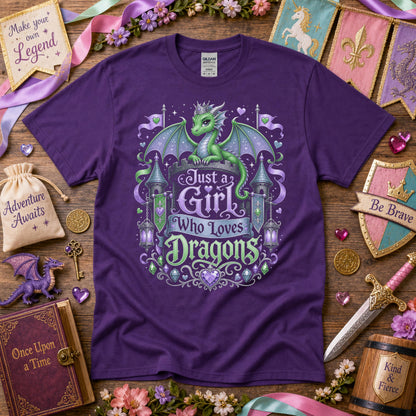 Just a Girl Who Loves Dragons Girls T-Shirt