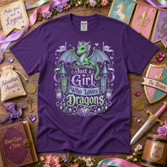 Just a Girl Who Loves Dragons Girls T-Shirt