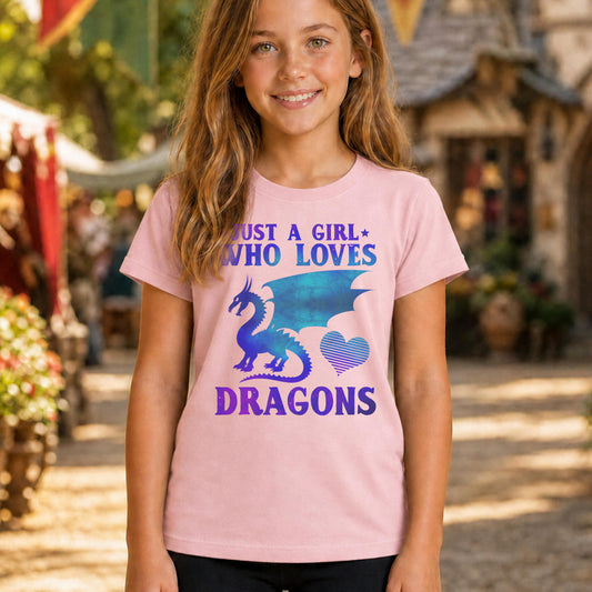 Just a Girl Who Loves Dragons Girls T-Shirt