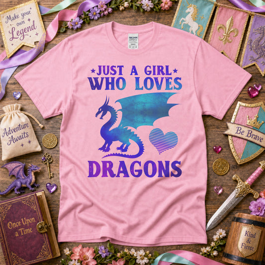 Just a Girl Who Loves Dragons Girls T-Shirt