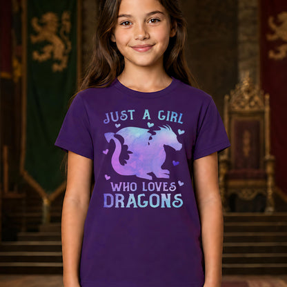Just a Girl Who Loves Dragons Girls T-Shirt