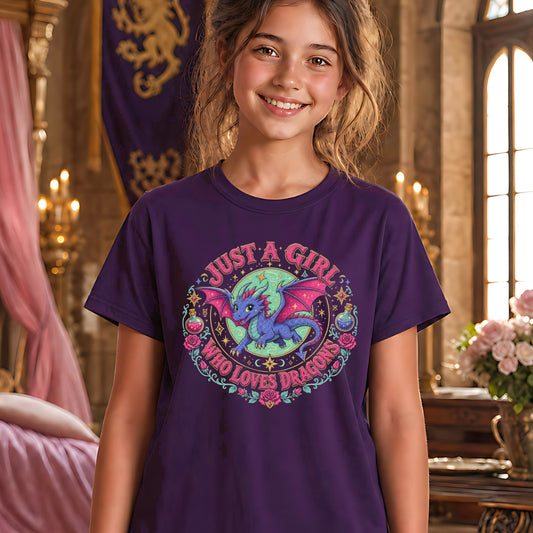 Just a Girl Who Loves Dragons Youth T-Shirt